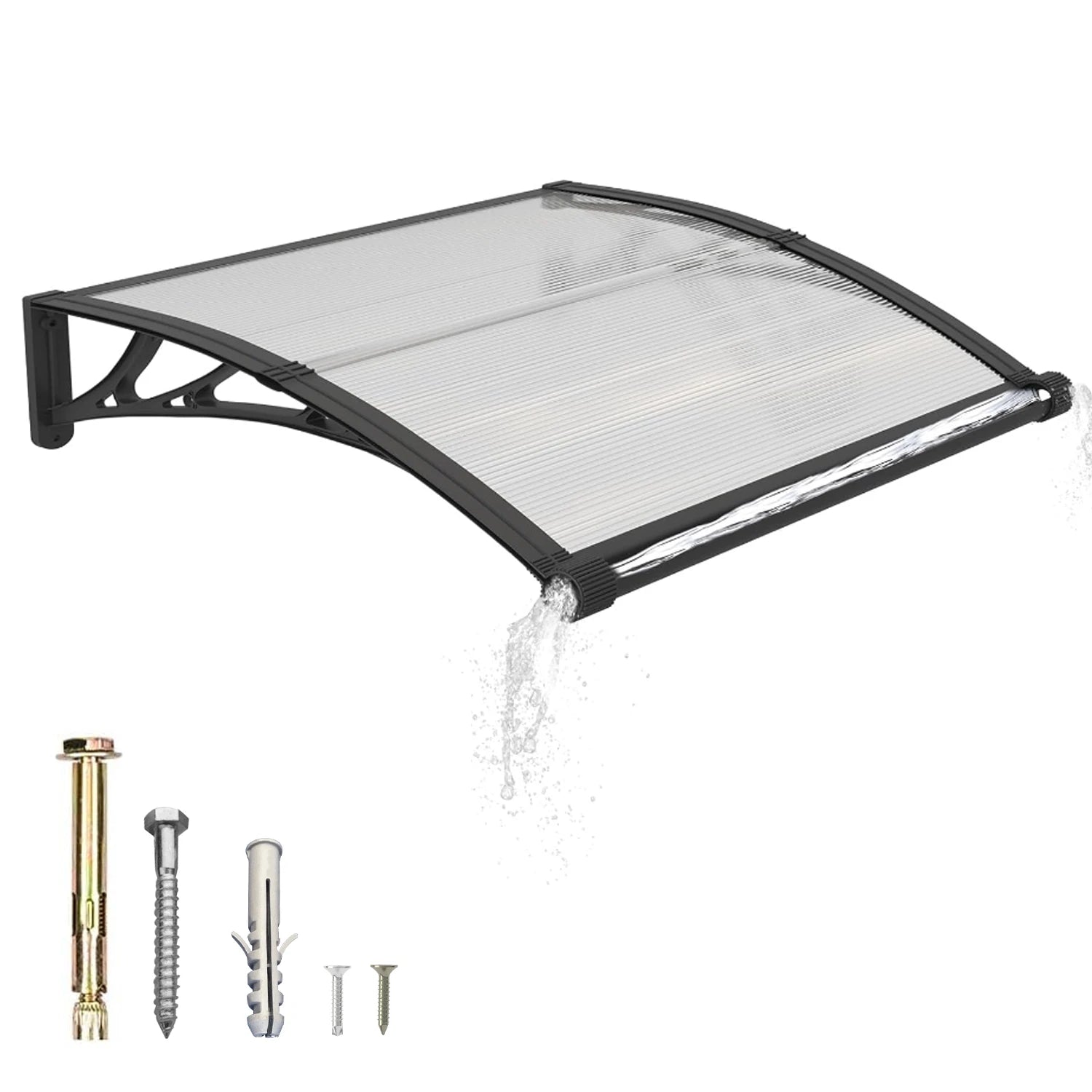 Haustür Vordach 80x100 cm, Polycarbonat Überdachung Markise mit separater  Entwässerung & ABS Halterung – Dawninghome.de