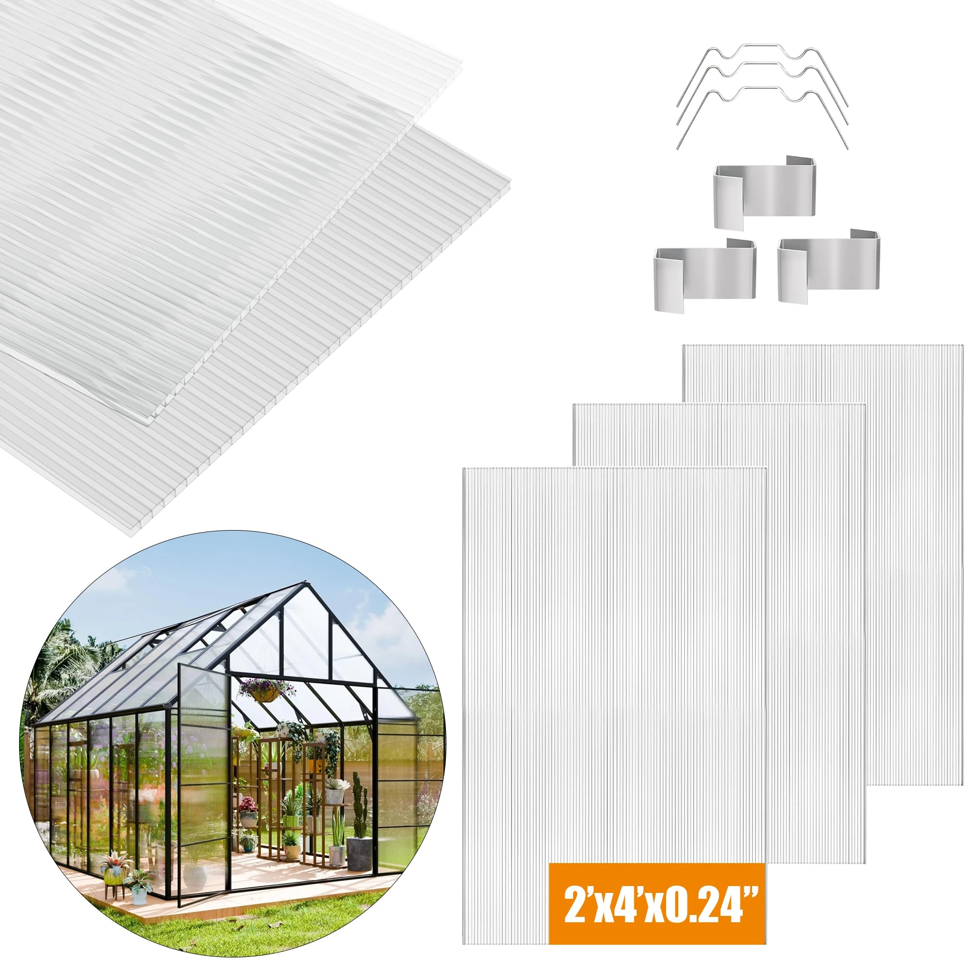 2x4x0.24 Polycarbonat-Hohlkammerplatten