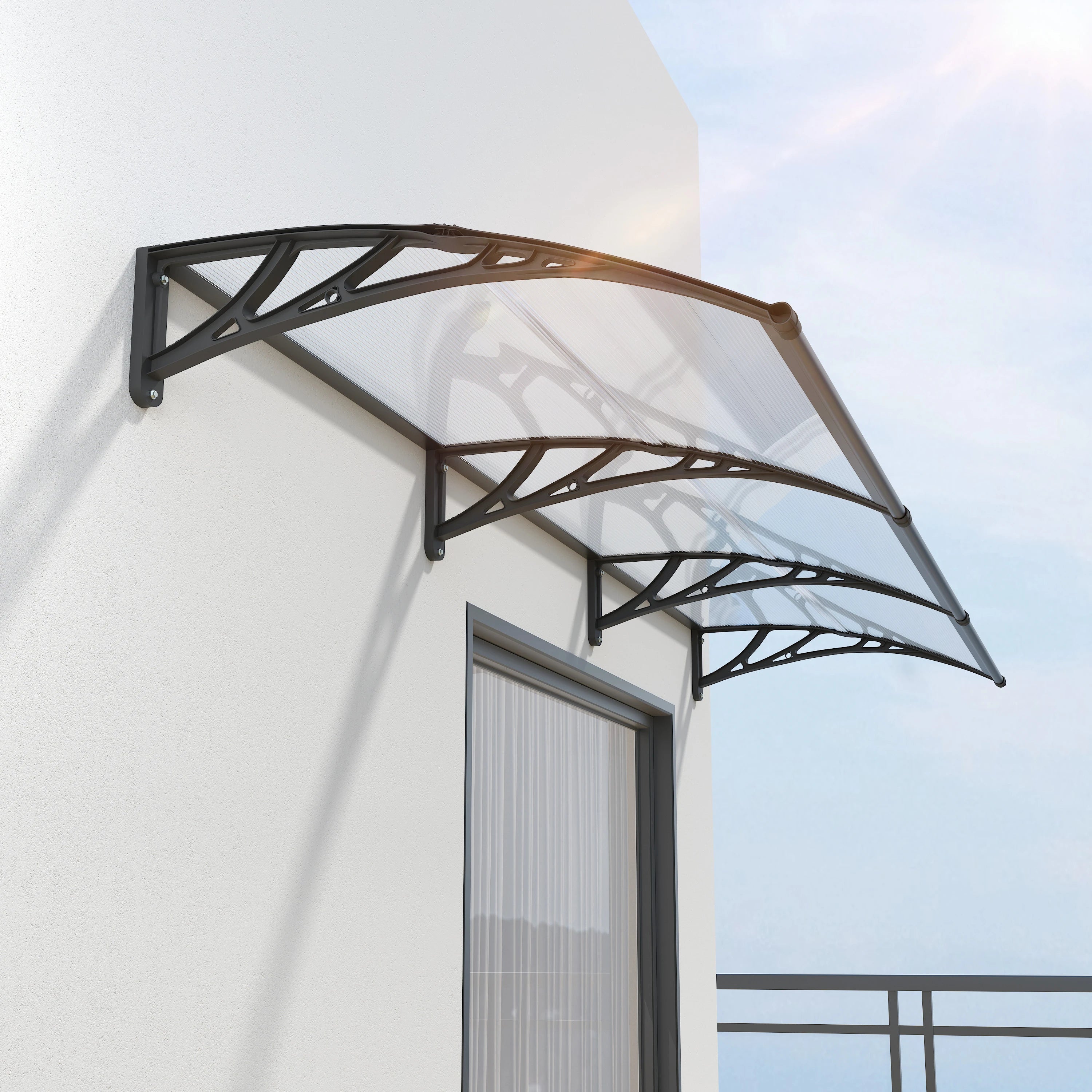 Polycarbonat Vordach – Hohlkammerplatte mit Kunststoffrahmen