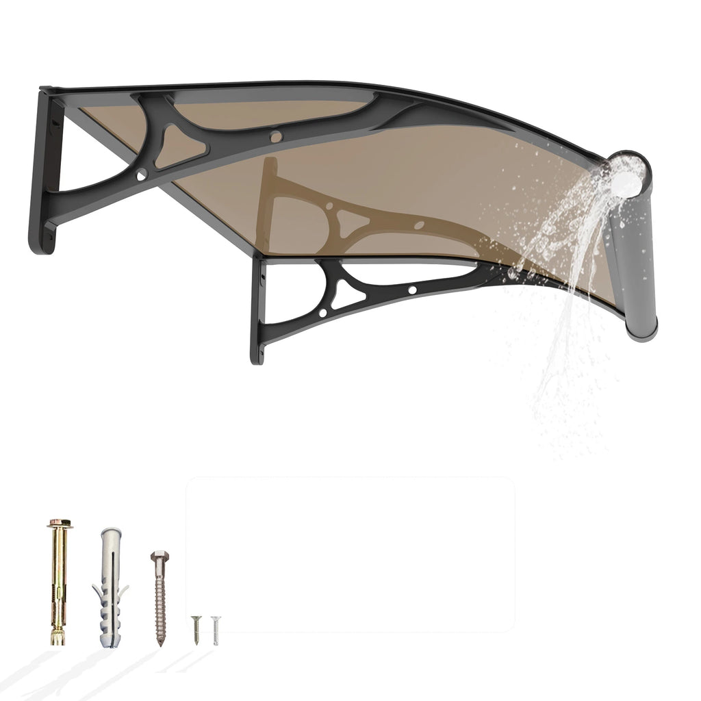 Markise aus massiver PC-Platte mit Abflussrohr