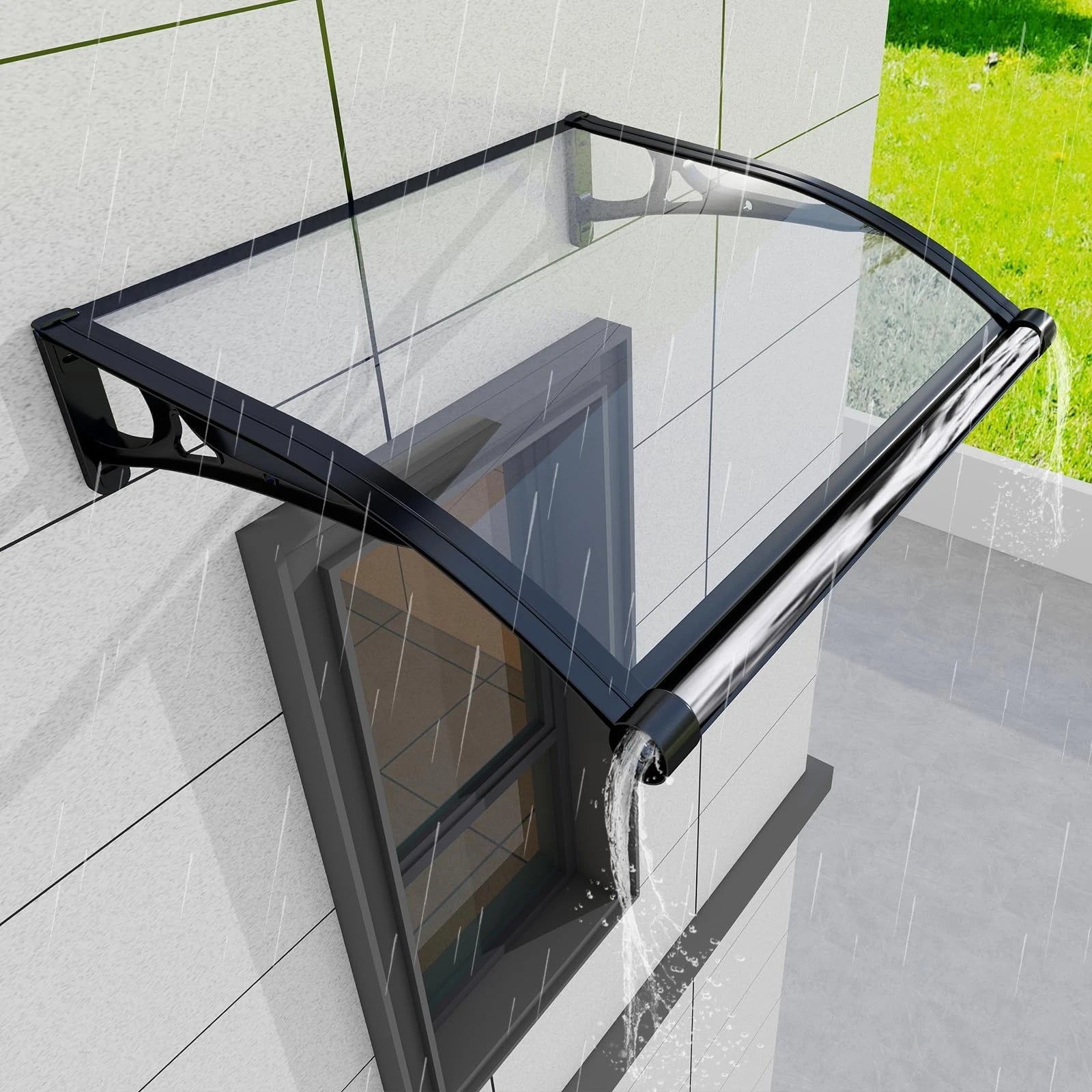 Aluminium Terrassen- und Türmarkise mit Massiver Polycarbonatplatte & Ablaufrinne