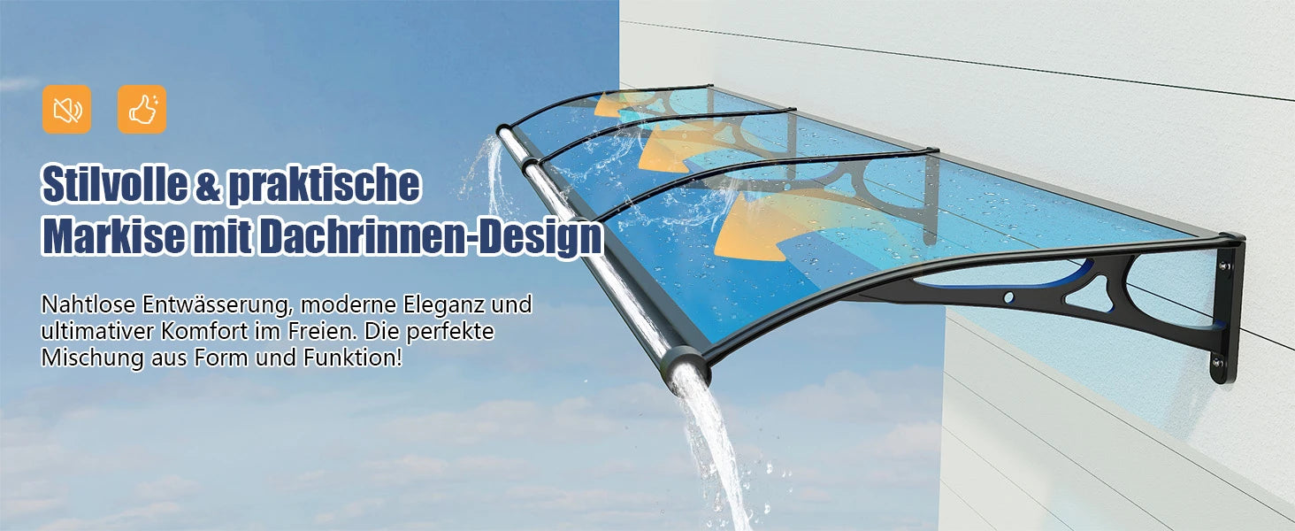 Markise mit separatem Entwässerungskanal