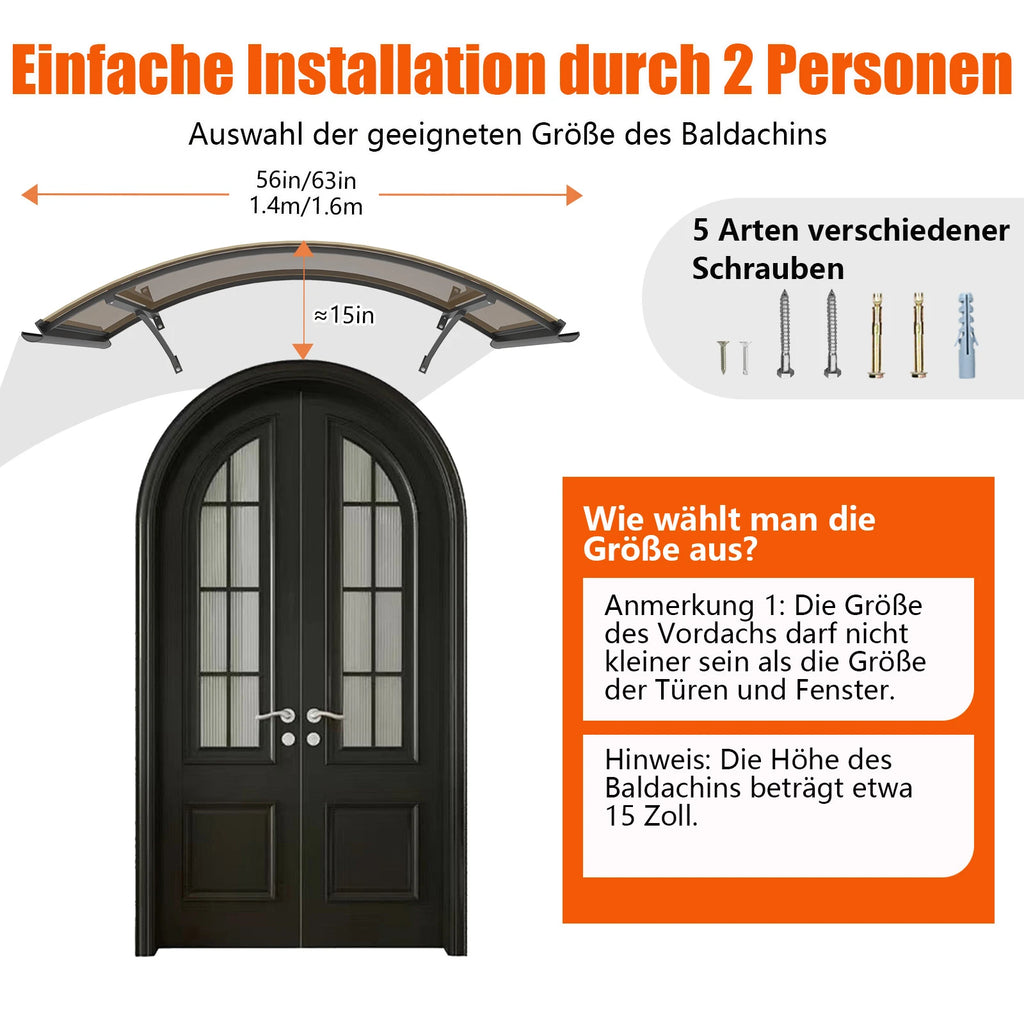 Regenbogenförmige Markisen sind einfach zu montieren