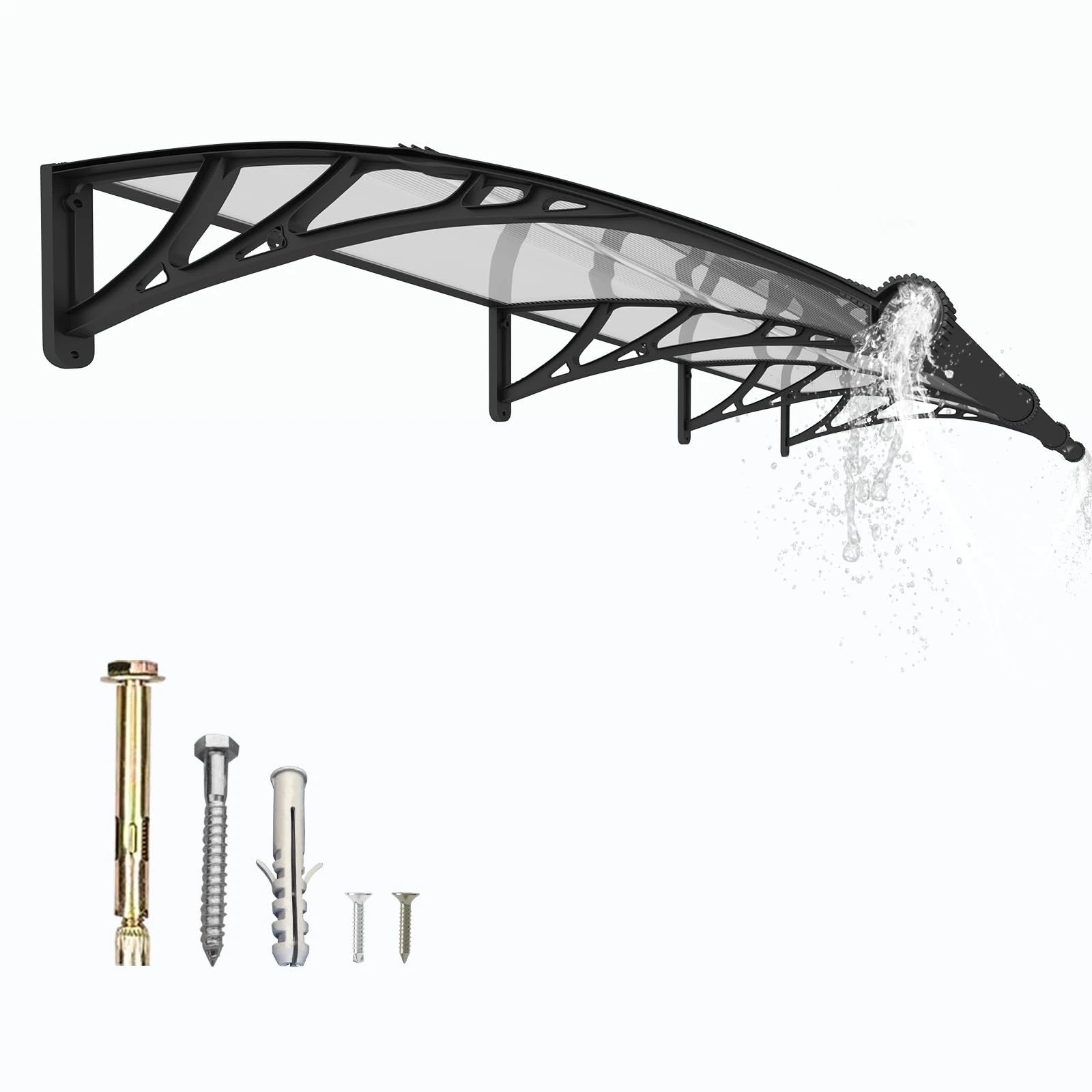 MS02 Schwarzer Ständer Transparente Markise 80x300cm