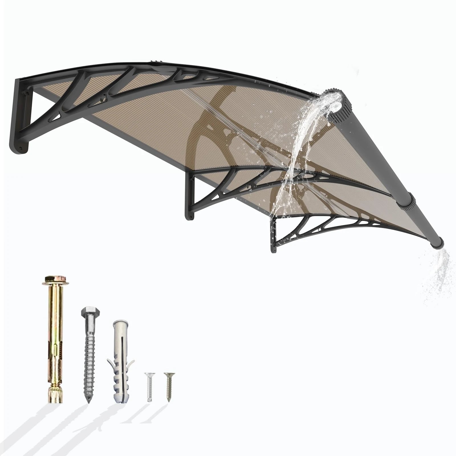 MS02 Markise mit schwarzem Rahmen, braun, 100 x 150 cm