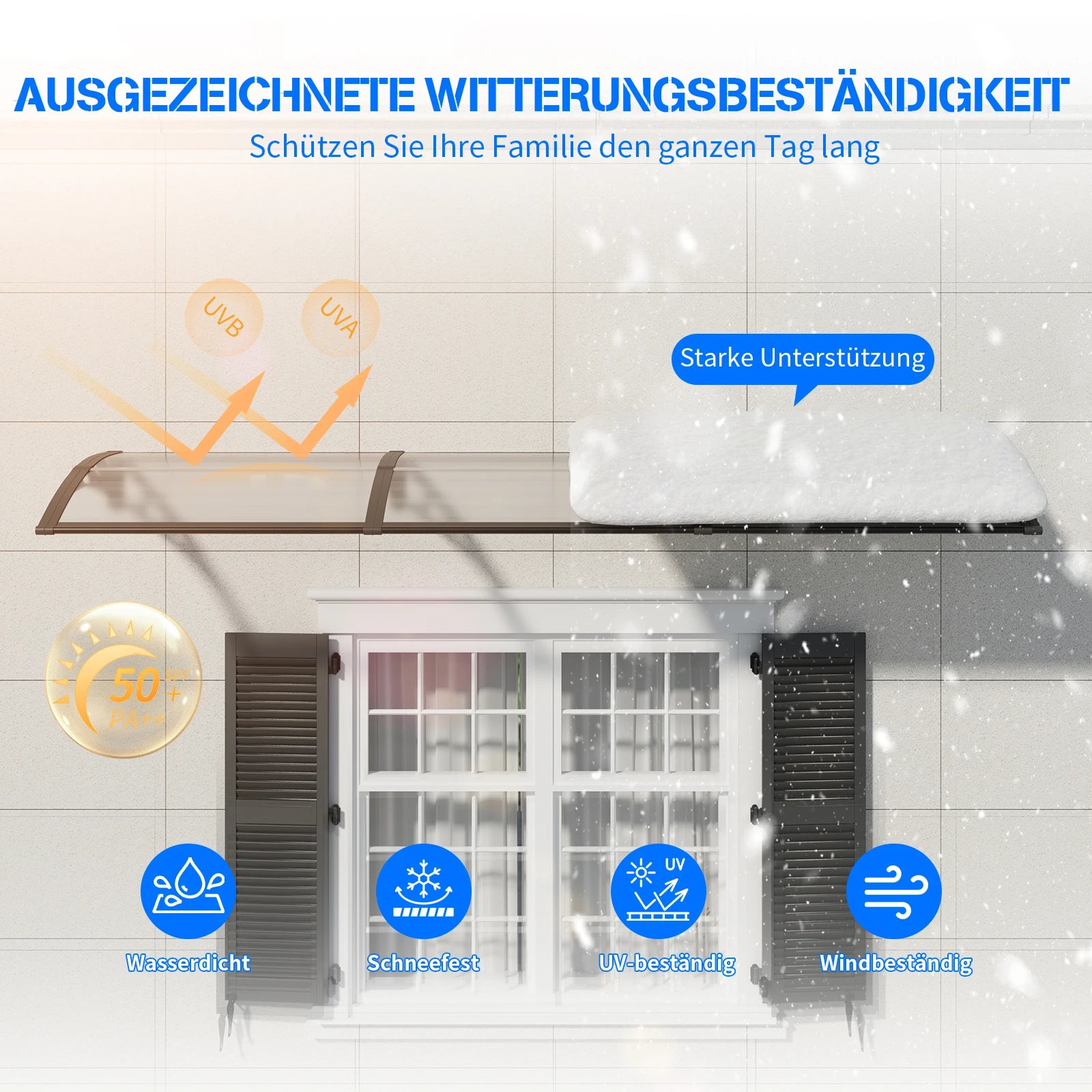 Markise zum Schutz vor Sonne und Schnee