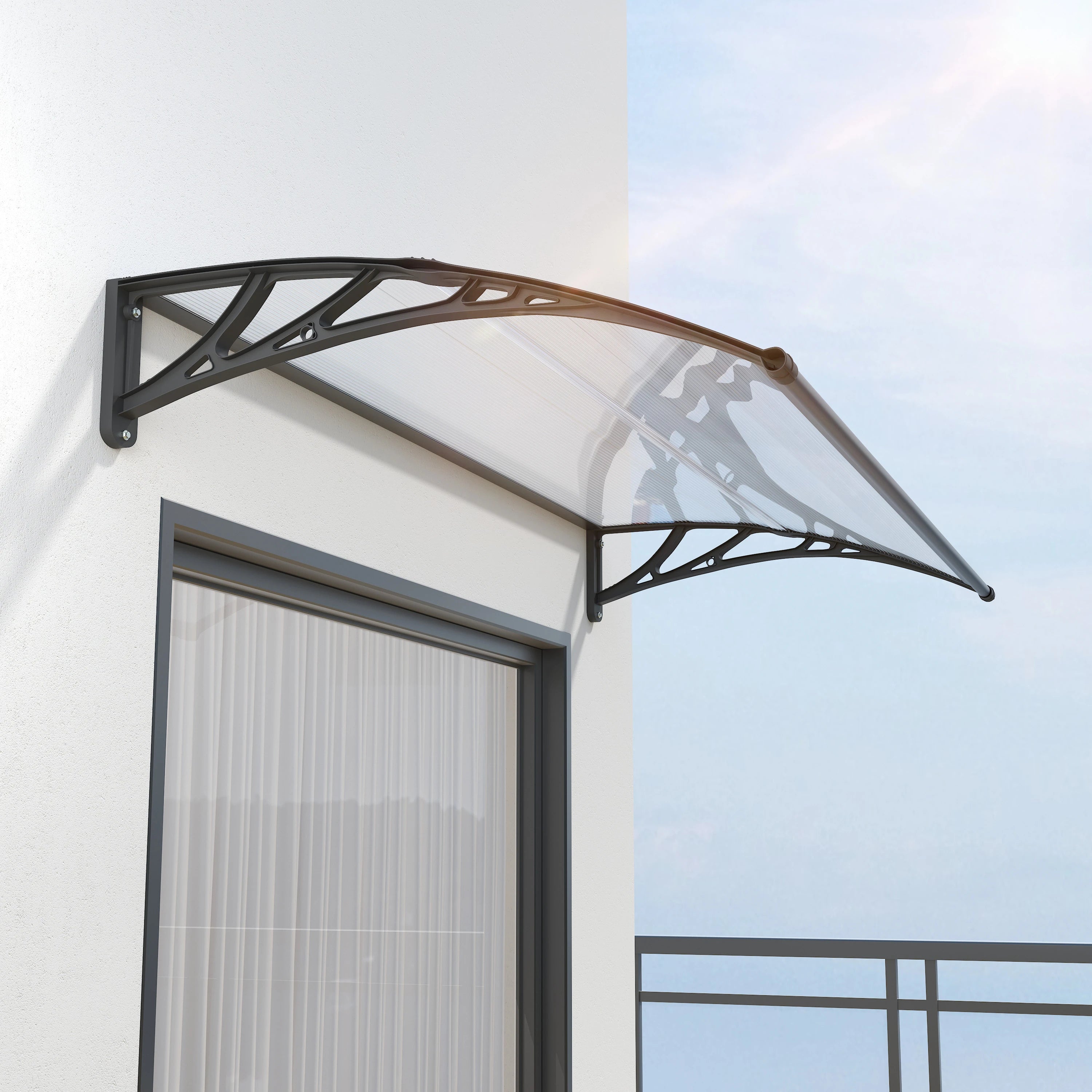 MS01 Schwarzes Gestell, transparente Markise 80x120cm