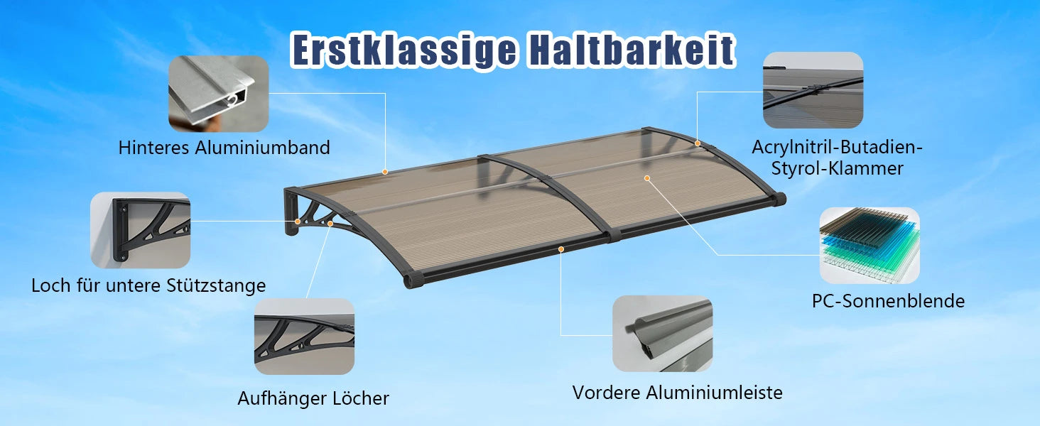 Verschiedene Materialdetails der Markise