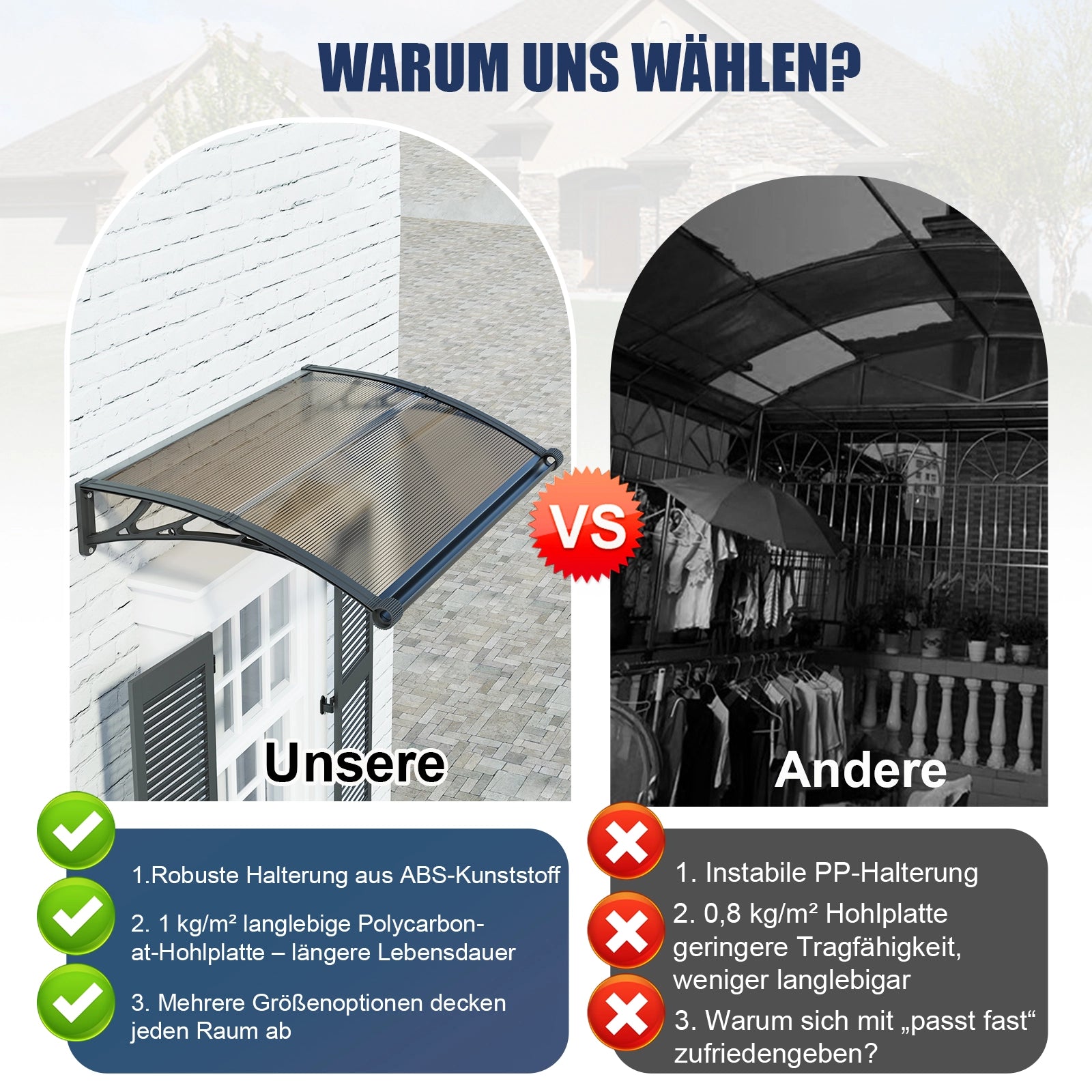 Markisenmaterial und weitere Vergleiche