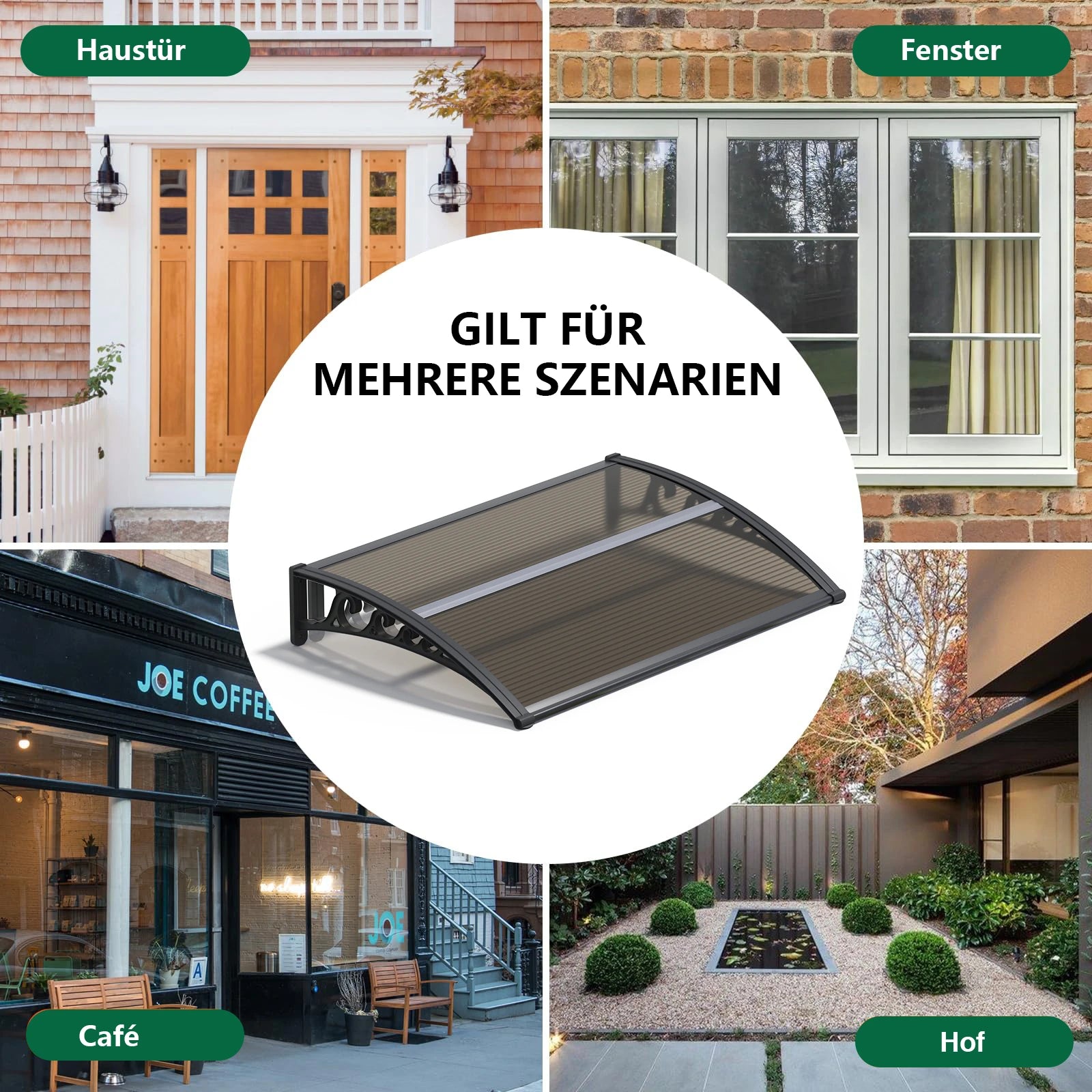 Vordach-für-Haustür eignet sich für verschiedene Szenarien.