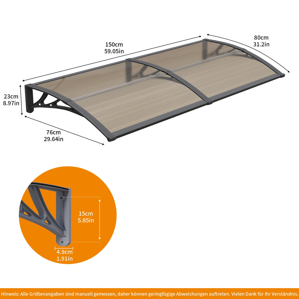 MS01 Schwarzes Gestell, transparente Markise 80x150cm