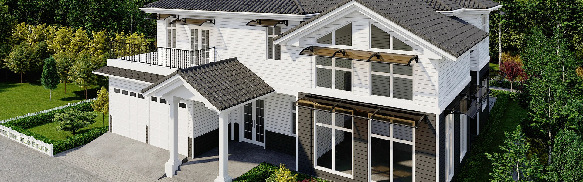 Vordach mit Abflussrohr banner