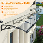 Markise aus massiver PC-Platte mit Abflussrohr