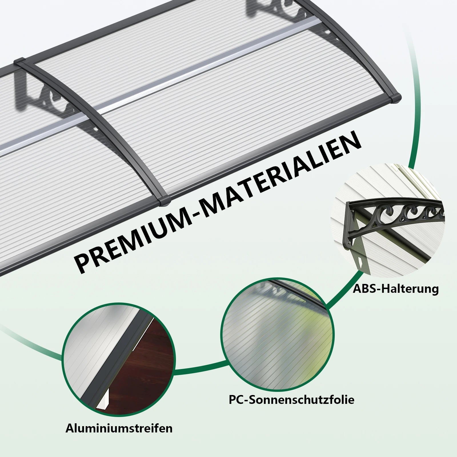 Verschiedene Materialdetails der Markise