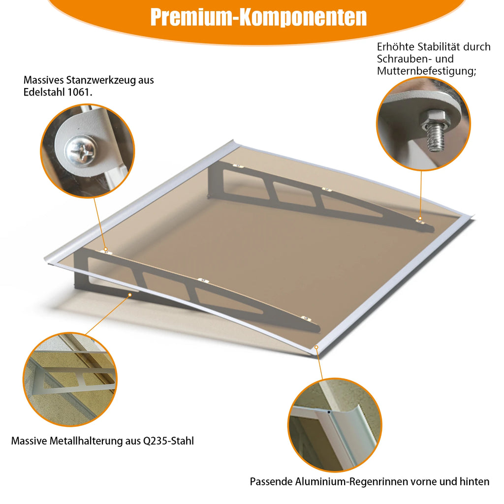 Verschiedene Materialdetails der Markise