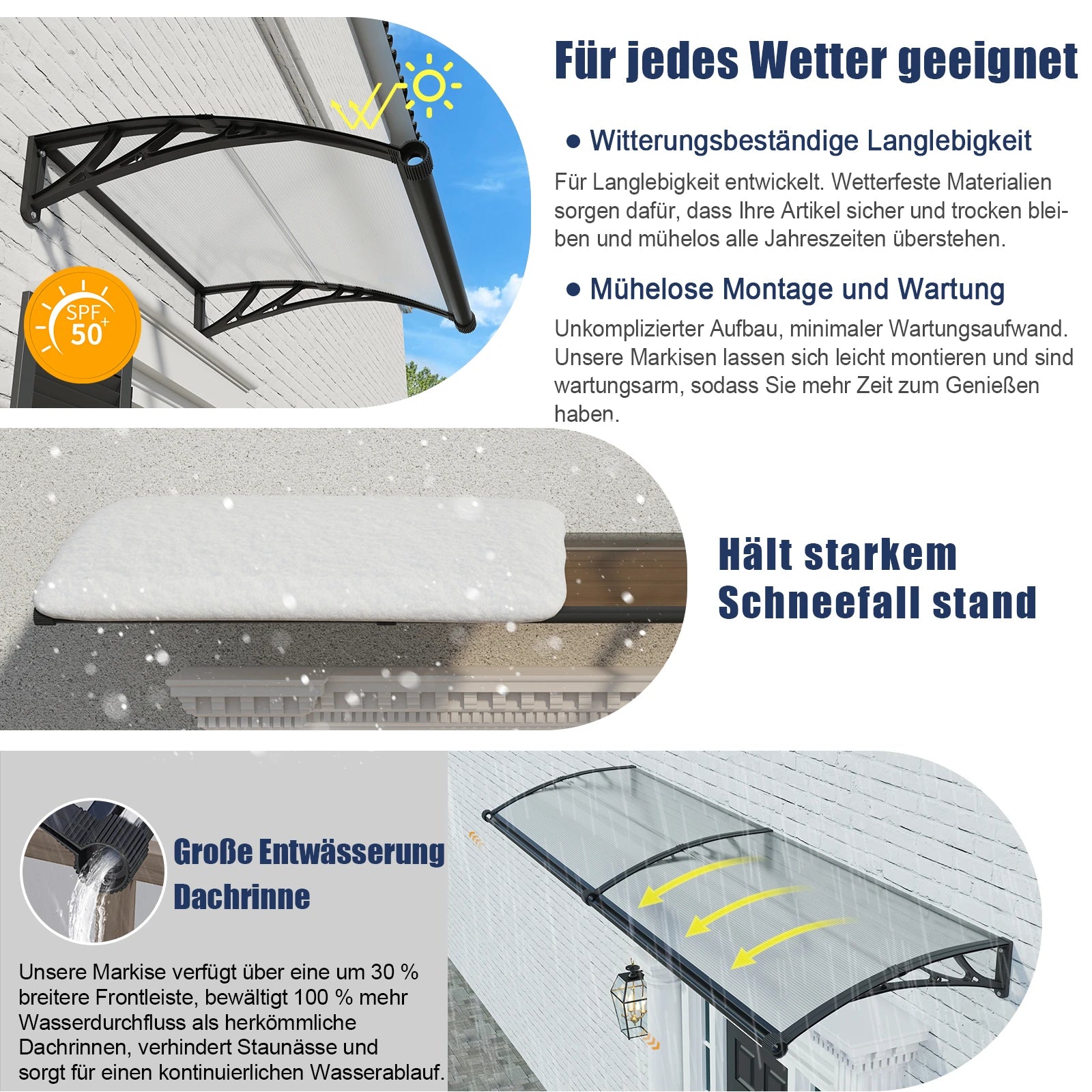 aufbau einer markise Fenstervordach 100×120 cm – Polycarbonat Hohlkammerplatte mit Entwässerungssystem & ABS Halterung, Haustür Markise – Dawninghome.de