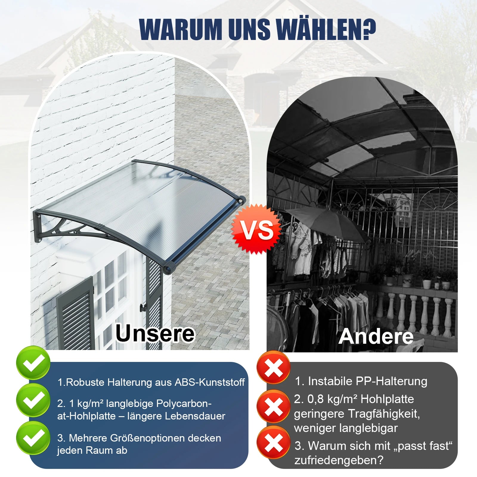 Markisenmaterial und weitere Vergleiche